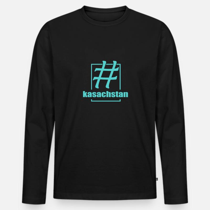 kasachstan - Männer Premium Bio Langarmshirt - Schwarz