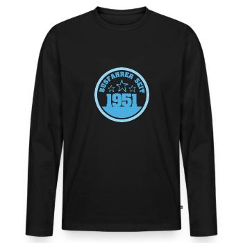 Jahr 1951 - Männer Premium Bio Langarmshirt - Schwarz - Vorne - Nico (187cm)