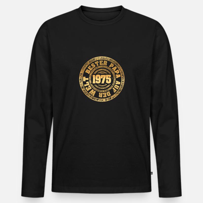 Papa 1975 - Männer Premium Bio Langarmshirt - Schwarz