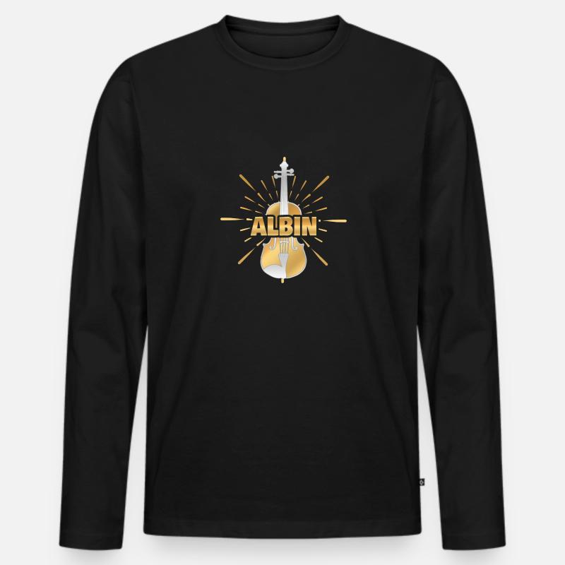 Violine Geige Violinist Albin - Männer Premium Bio Langarmshirt - Schwarz