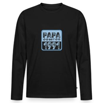 seit 1991 - Männer Premium Bio Langarmshirt - Schwarz - Vorne - Nico (187cm)