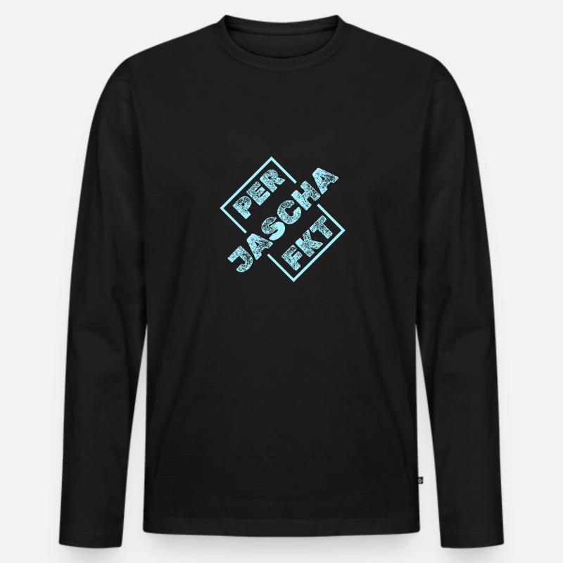 Perfekt Jascha - Männer Premium Bio Langarmshirt - Schwarz