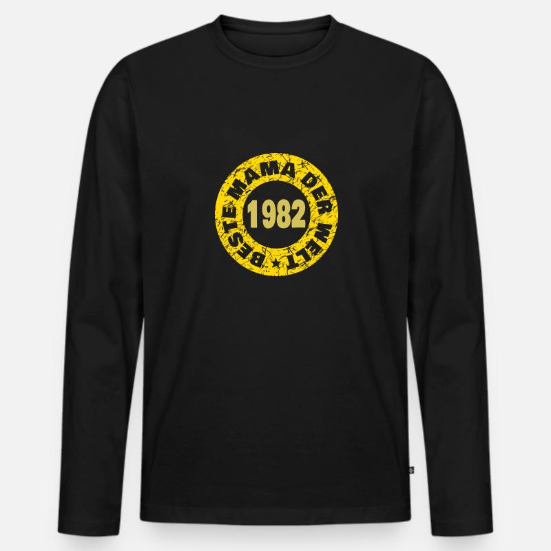 Witzig 1982 - Männer Premium Bio Langarmshirt - Schwarz