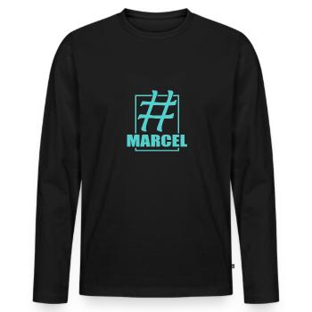 Social Marcel - Männer Premium Bio Langarmshirt - Schwarz - Vorne - Nico (187cm)