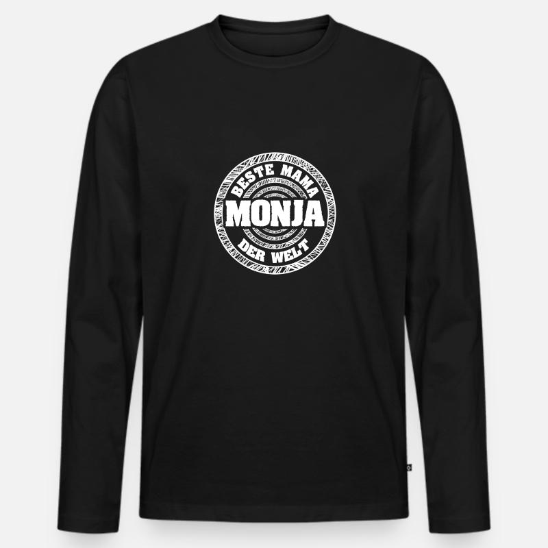 Beste für Monja Mutter Mama - Männer Premium Bio Langarmshirt - Schwarz
