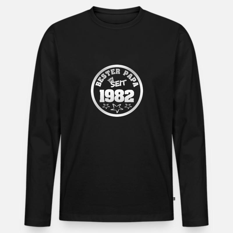1982 - Männer Premium Bio Langarmshirt - Schwarz