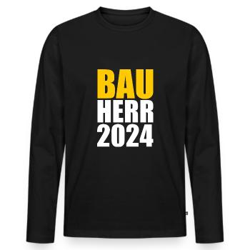 Bauherr 2024 Hausbau Neubau Baustelle Richtfest - Männer Premium Bio Langarmshirt - Schwarz - Vorne - Nico (187cm)