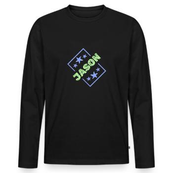 Boy's name Jason - Men's Premium Organic Long Sleeve Shirt - black - Front - Nico (187cm)