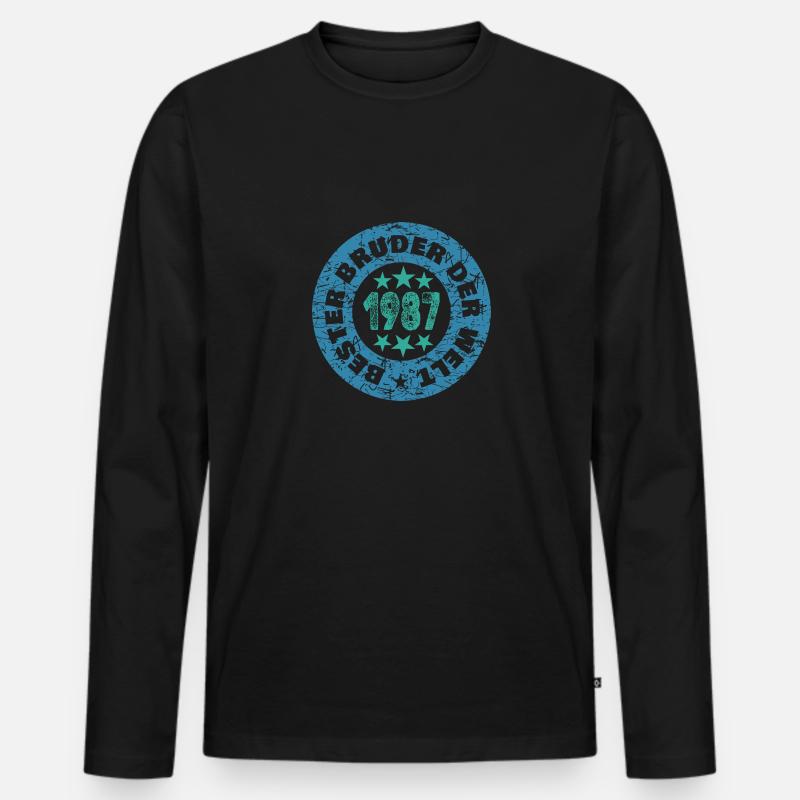 1987 - Männer Premium Bio Langarmshirt - Schwarz