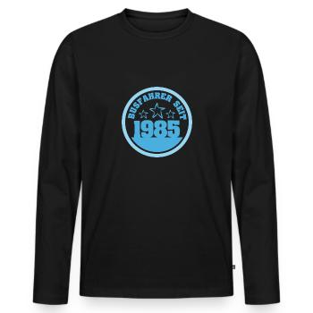 1985 - Männer Premium Bio Langarmshirt - Schwarz - Vorne - Nico (187cm)