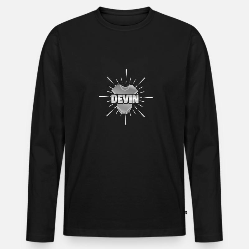 Geburt Devin - Männer Premium Bio Langarmshirt - Schwarz
