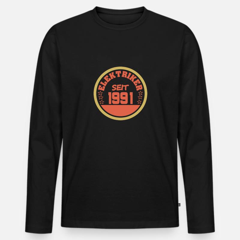 Elektriker 1991 - Männer Premium Bio Langarmshirt - Schwarz