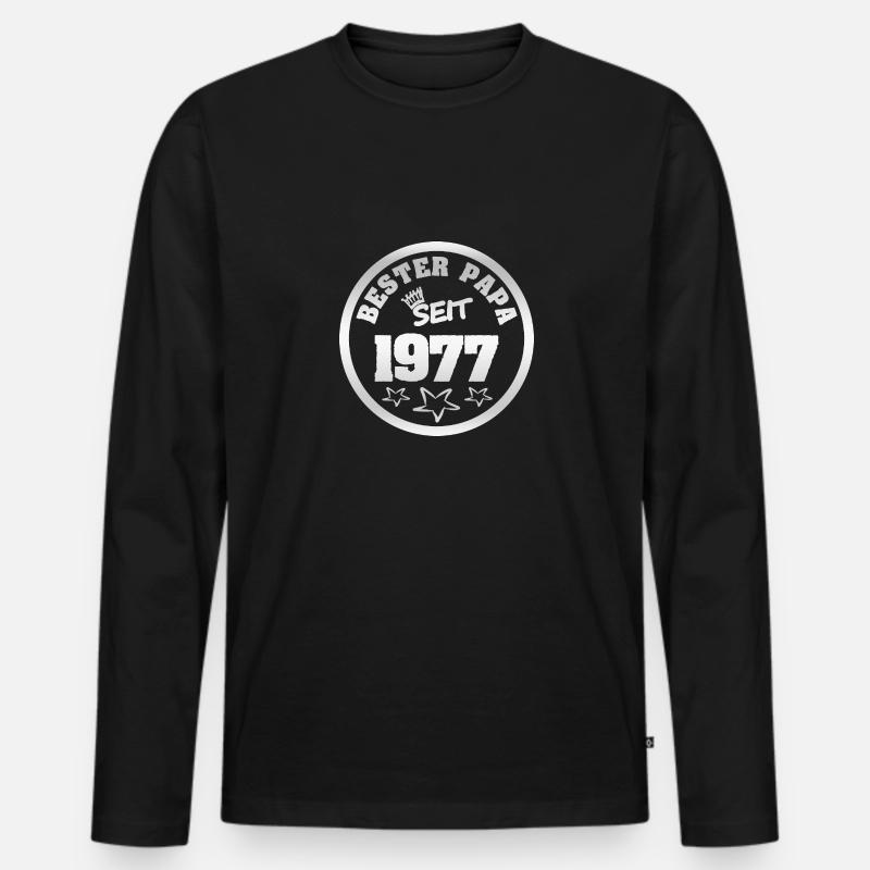 1977 - Männer Premium Bio Langarmshirt - Schwarz