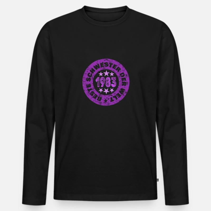 Jahr 1983 - Männer Premium Bio Langarmshirt - Schwarz
