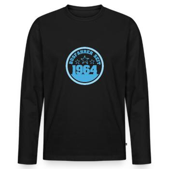 1964 - Männer Premium Bio Langarmshirt - Schwarz - Vorne - Nico (187cm)