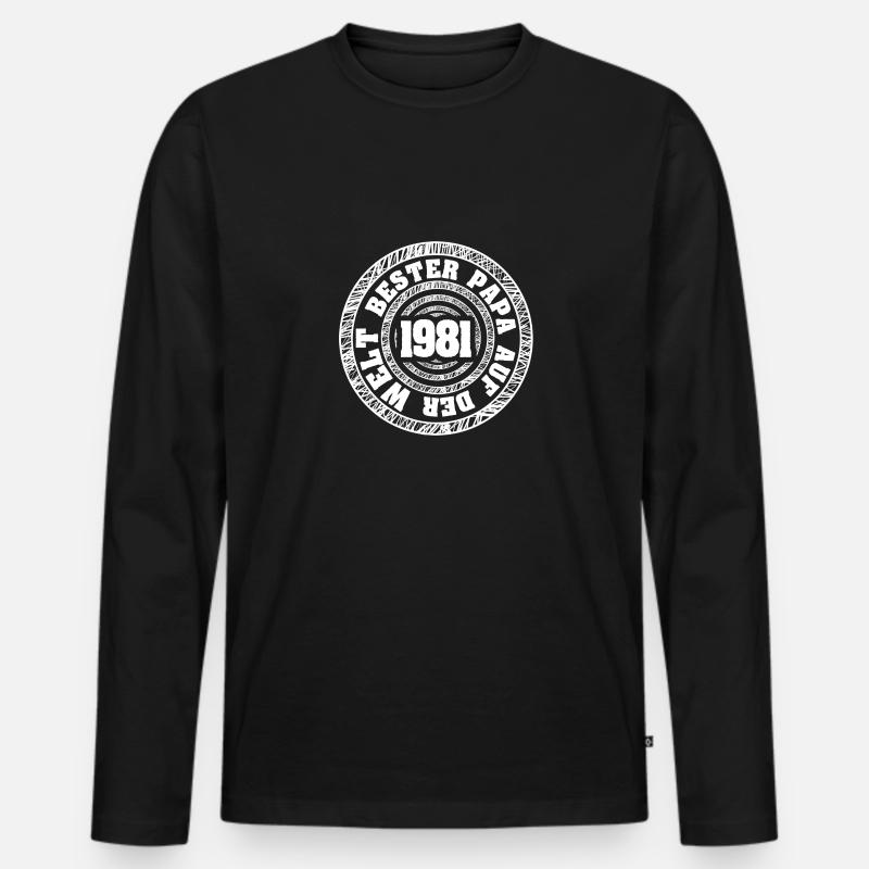 Papa 1981 - Männer Premium Bio Langarmshirt - Schwarz