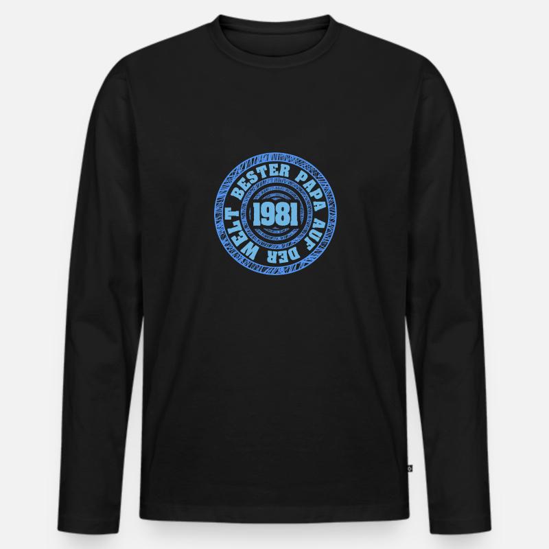 Vater 1981 - Männer Premium Bio Langarmshirt - Schwarz