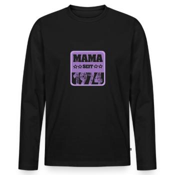 Mama 1974 - Men's Premium Organic Long Sleeve Shirt - black - Front - Nico (187cm)