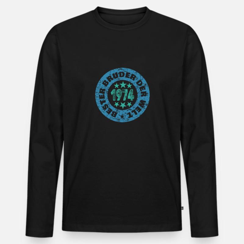 1974 - Männer Premium Bio Langarmshirt - Schwarz