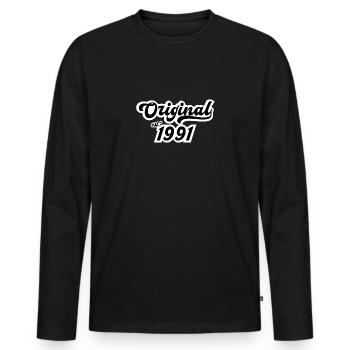 1991 Birthday - Men's Premium Organic Long Sleeve Shirt - black - Front - Nico (187cm)