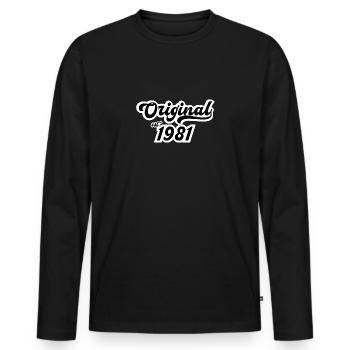 1981 Geburtstag - Männer Premium Bio Langarmshirt - Schwarz - Vorne - Nico (187cm)
