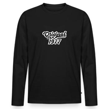 1977 Birthday - Men's Premium Organic Long Sleeve Shirt - black - Front - Nico (187cm)