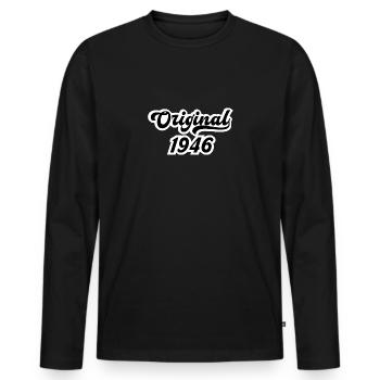 1946 Geburtstag - Männer Premium Bio Langarmshirt - Schwarz - Vorne - Nico (187cm)