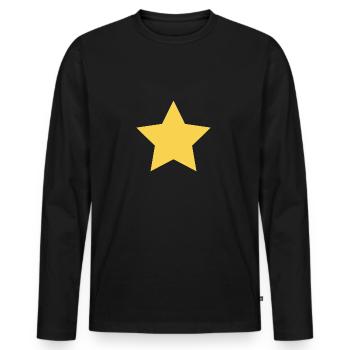 Star yellow - Men's Premium Organic Long Sleeve Shirt - black - Front - Nico (187cm)