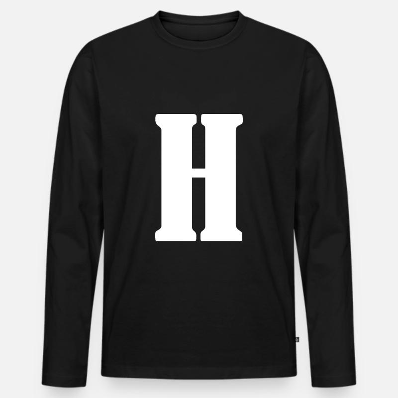 H - Männer Premium Bio Langarmshirt - Schwarz