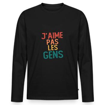 I Don't Like People – Anti-Social Humor - Men's Premium Organic Long Sleeve Shirt - black - Front - Nico (187cm)