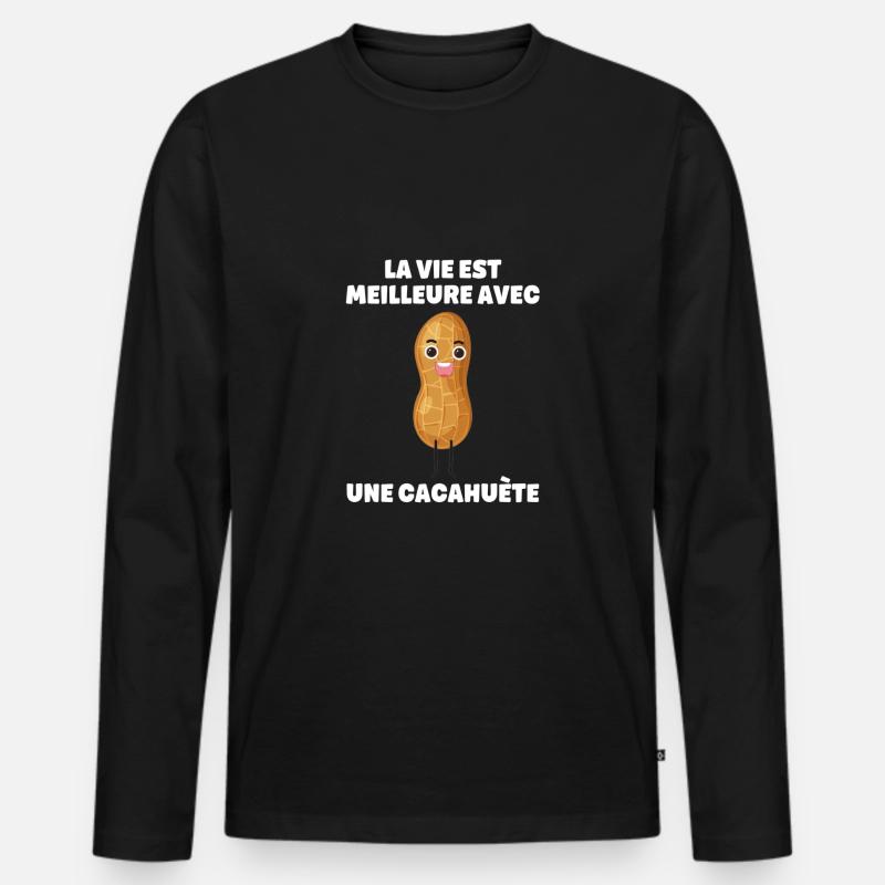 Erdnüsse besser mit einer Erdnuss - Männer Premium Bio Langarmshirt - Schwarz
