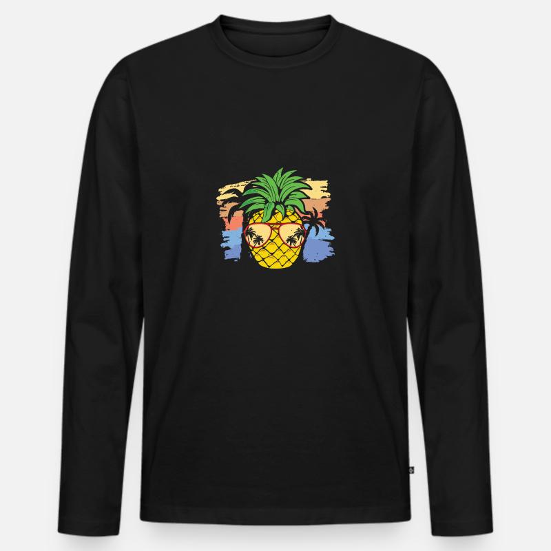 Pineapple Sunglasses - Männer Premium Bio Langarmshirt - Schwarz
