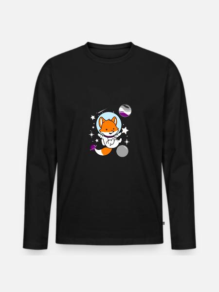 Fuchs Astronaut Ace Pride - Männer Premium Bio Langarmshirt - Schwarz