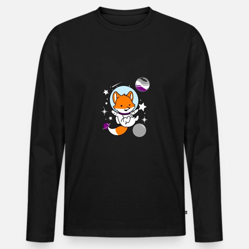 Fuchs Astronaut Ace Pride - Männer Premium Bio Langarmshirt - Schwarz