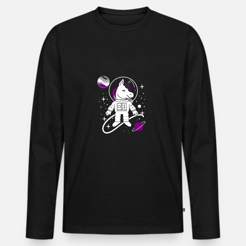 Einhorn Astronaut Ace Pride - Männer Premium Bio Langarmshirt - Schwarz