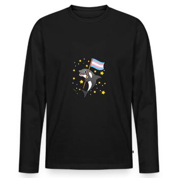 Trans Pride Orca - Men's Premium Organic Long Sleeve Shirt - black - Front - Nico (187cm)