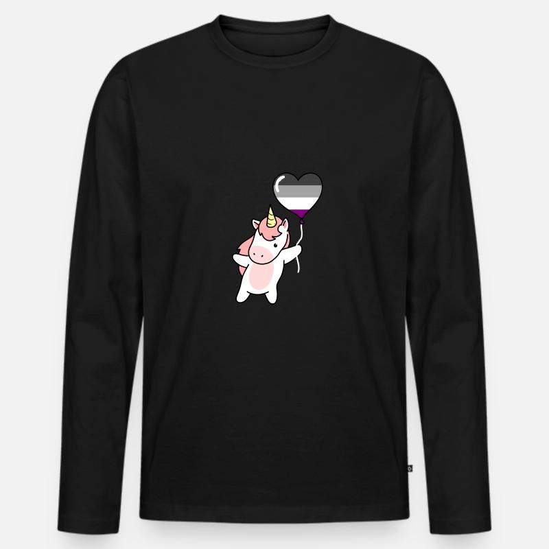 Einhorn Herzballon Asexual Pride - Männer Premium Bio Langarmshirt - Schwarz