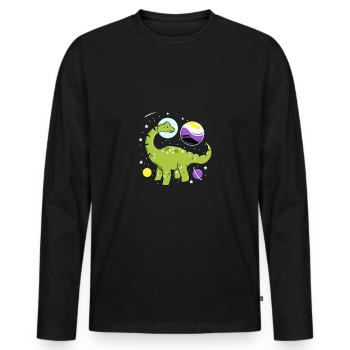 Brachiosaurus Nonbinary Pride Space Nonbinary P - Men's Premium Organic Long Sleeve Shirt - black - Front - Nico (187cm)
