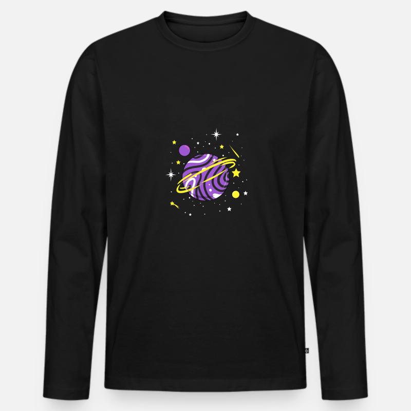 Nonbinary Space Planet Nonbinary Pride - Männer Premium Bio Langarmshirt - Schwarz
