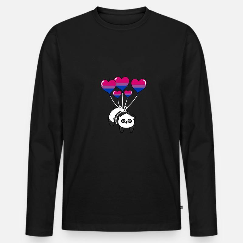 Panda Bisexual Pride - Männer Premium Bio Langarmshirt - Schwarz