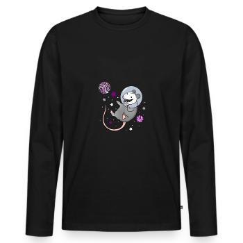 Asexuelles Opossum im Weltraum Ace Pride - Männer Premium Bio Langarmshirt - Schwarz - Vorne - Nico (187cm)