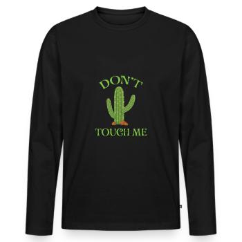 Don't Touch Me - Männer Premium Bio Langarmshirt - Schwarz - Vorne - Nico (187cm)