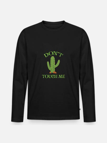 Don't Touch Me - Männer Premium Bio Langarmshirt - Schwarz