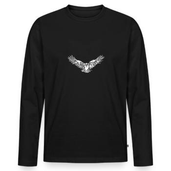 Corbeau vintage volant aux ailes larges - T-shirt manches longues Premium bio Homme - noir - Devant - Nico (187cm)