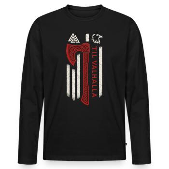 Til Valhalla Wikinger Axt - Männer Premium Bio Langarmshirt - Schwarz - Vorne - Nico (187cm)