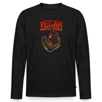 | végétalien | de remise en forme | de musculation Force - T-shirt manches longues Premium bio Homme - noir - Devant - Nico (187cm)