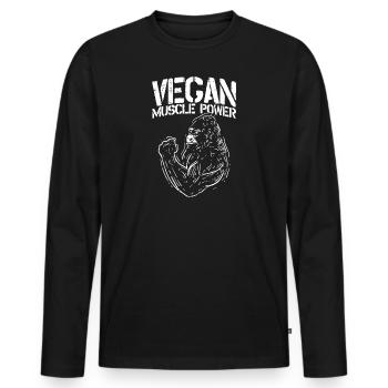 | végétalien | de remise en forme | de musculation | d’alimentation Sport - T-shirt manches longues Premium bio Homme - noir - Devant - Nico (187cm)