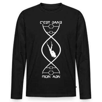 C'est dans mon ADN - T-shirt manches longues Premium bio Homme - noir - Devant - Nico (187cm)