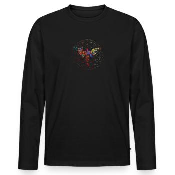 Engel Blume des Lebens (durchsichtiger Hintergrund) - Männer Premium Bio Langarmshirt - Schwarz - Vorne - Nico (187cm)