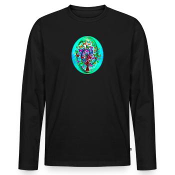 Spirale de printemps - T-shirt manches longues Premium bio Homme - noir - Devant - Nico (187cm)